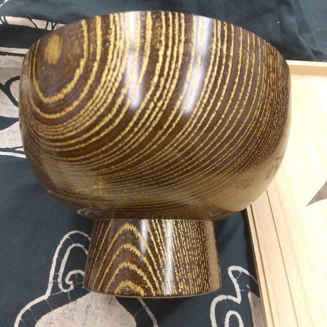 欅神代杢目沈金　合鹿椀　輪島塗　5脚　新品未使用　福田作美作