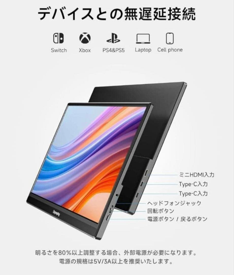 モバイルモニター ディスプレイ15.6型 FHD 薄型 軽量 スピーカー内蔵