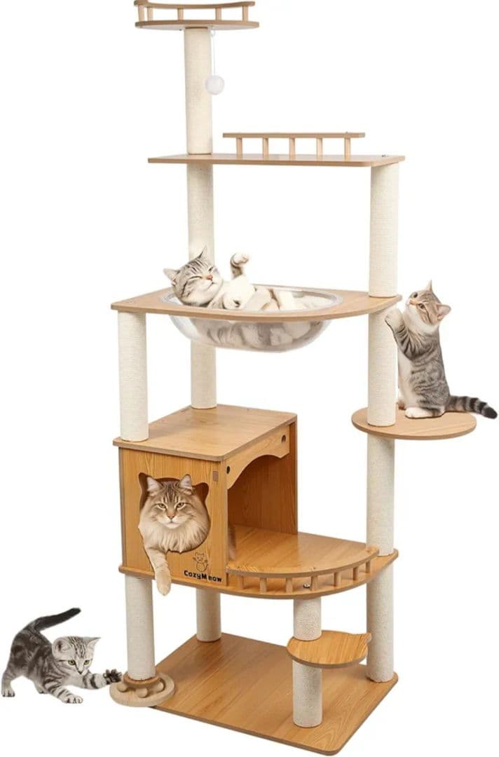 キャットタワー 木製 キャットハウス k42幅55×奥行40×高さ160cm