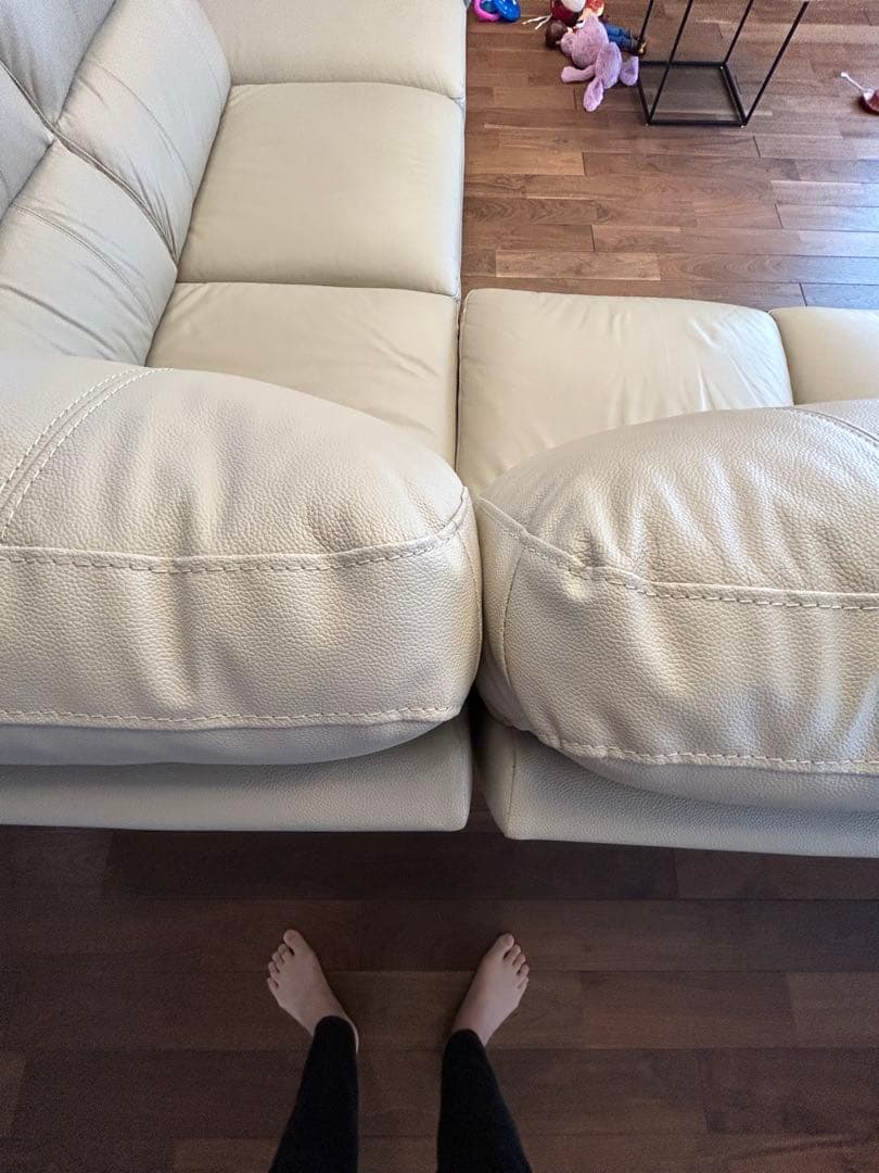 メルパン　アイボリー 本革カウチソファ　革のお手入れキット（新品）付