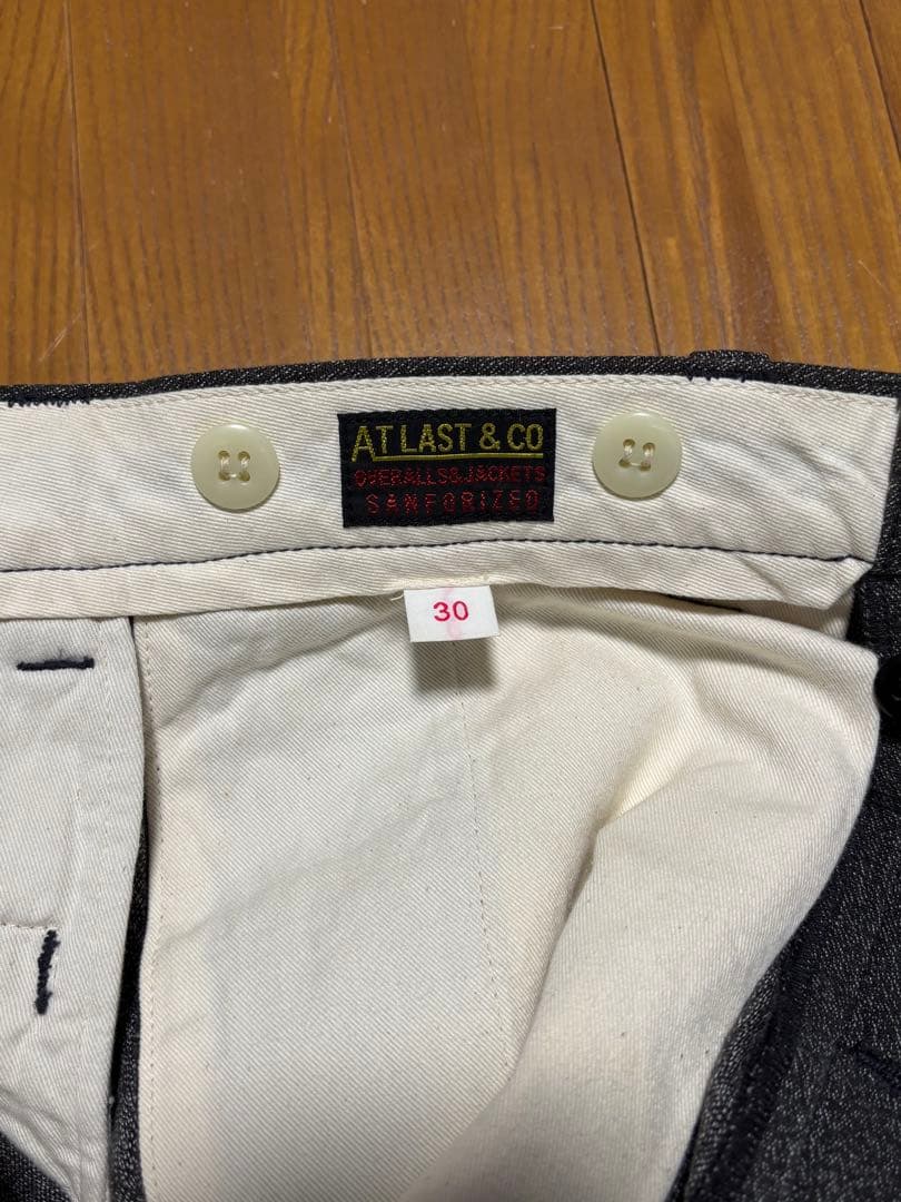 Atlast&co ブラック シャンブレー トラウザー パンツ アットラスト