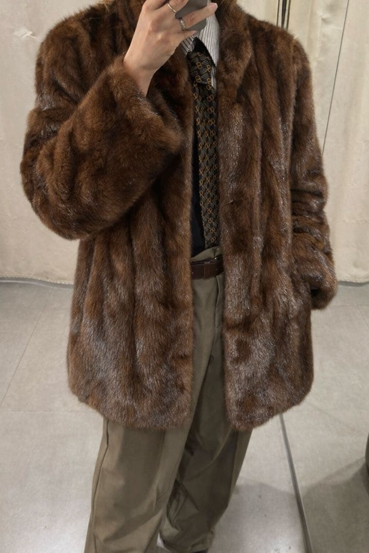 vintage ブラウン ミンクファーコート