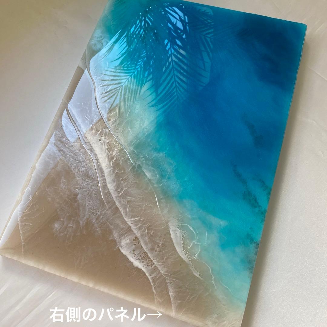 レジンアート　2連パネル　ウェットサンドシリーズ　海アート　オーシャンパネル