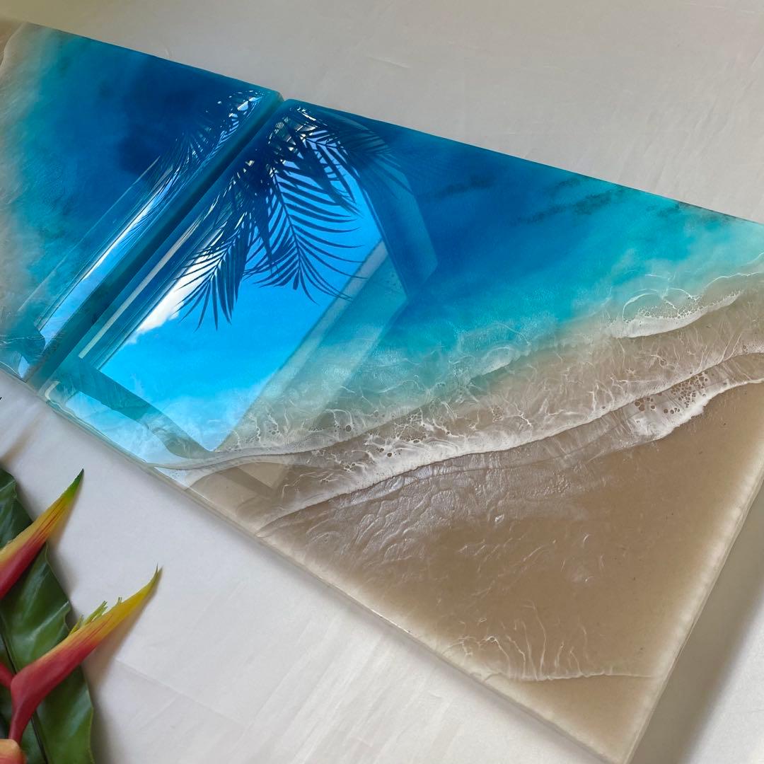 レジンアート　2連パネル　ウェットサンドシリーズ　海アート　オーシャンパネル