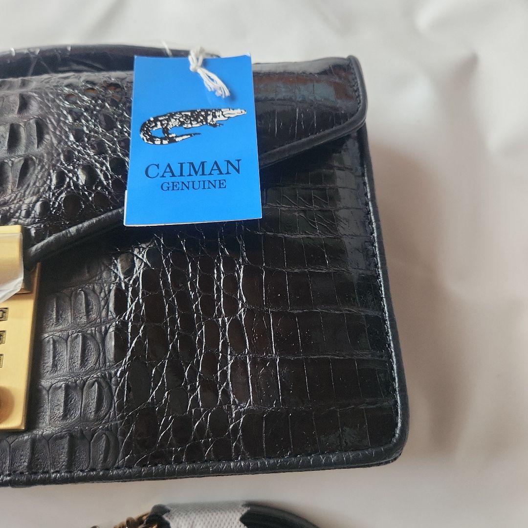 amiet カイマン レザーハンドバッグ ショルダー 2way 黒　ロック付き