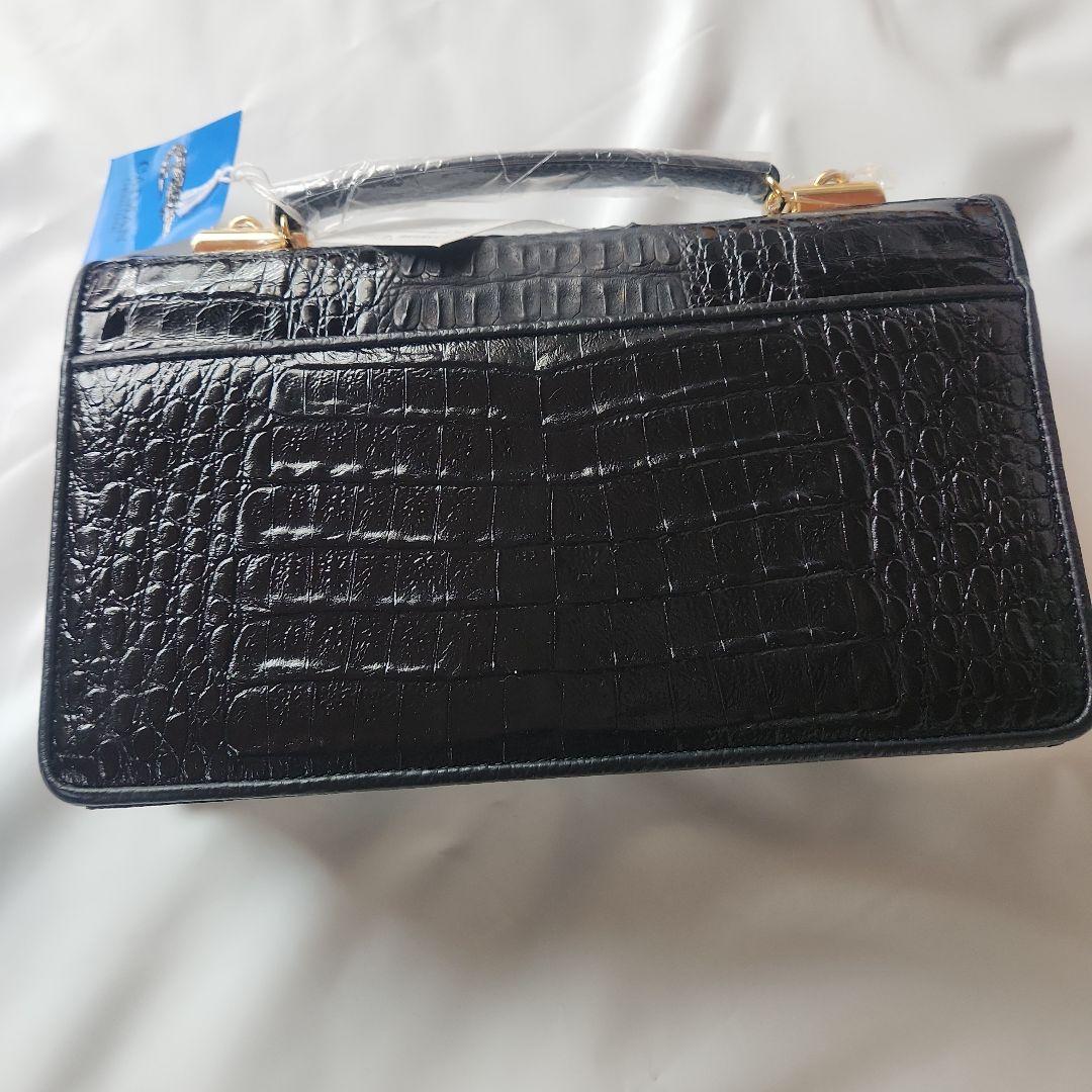 amiet カイマン レザーハンドバッグ ショルダー 2way 黒　ロック付き