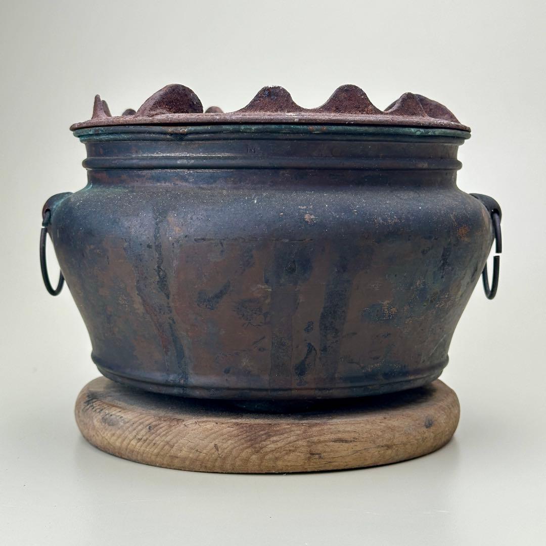 利久焜炉 安田工場 銅製 練炭コンロ アンティーク火鉢　骨董品　レア