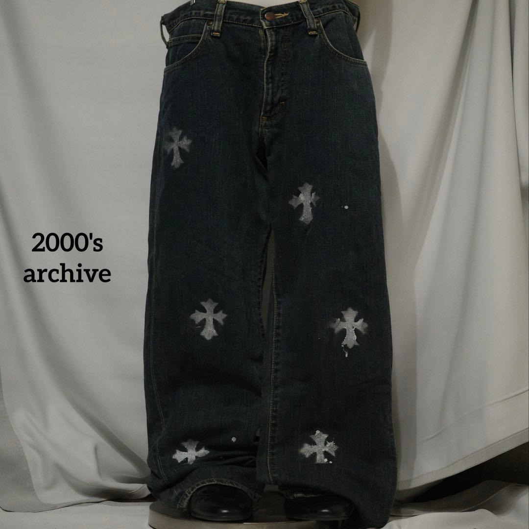 パンツ 2000's archive grunge paint denim pants