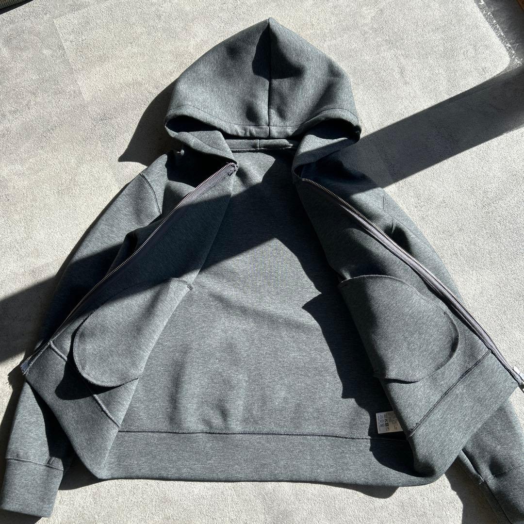 極美品✨スピックアンドスパン ストレッチジップフードパーカー グレー 25AW