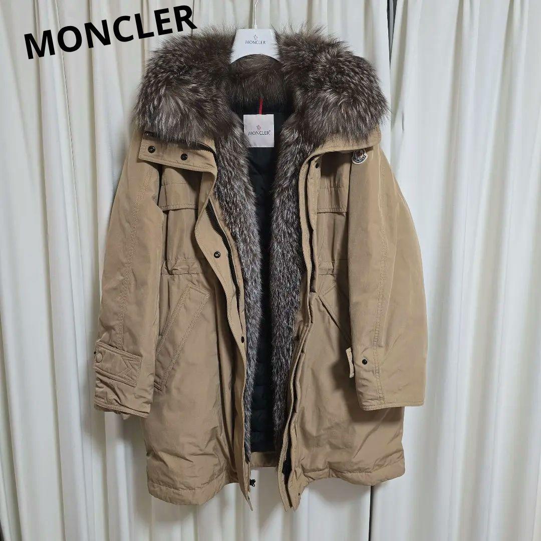 ★美品★　MONCLER ファー付きフードアウター ベージュ