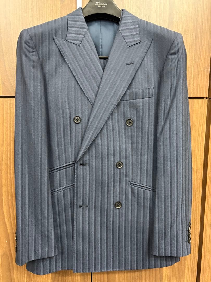 【美品】TENORAS 3ピースダブルスーツ ネイビーM