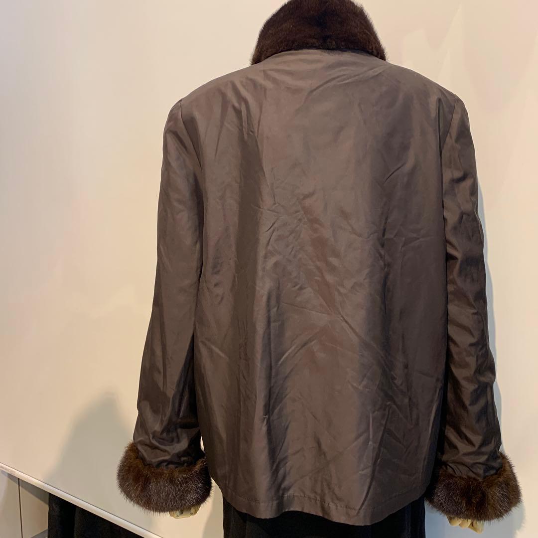 新春　プライス❣️ シェアードミンク　ミンクコート ボタン付き　ダークブラウン