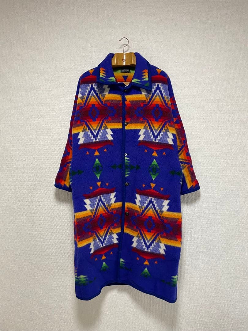 80s USA製 CRY WOLFE ネイティブ柄 ブランケット コート