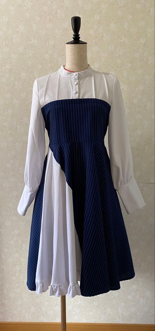 あ*い様 Favorite 猫目トヲルコラボ 長袖ワンピース ストライプ ミディ