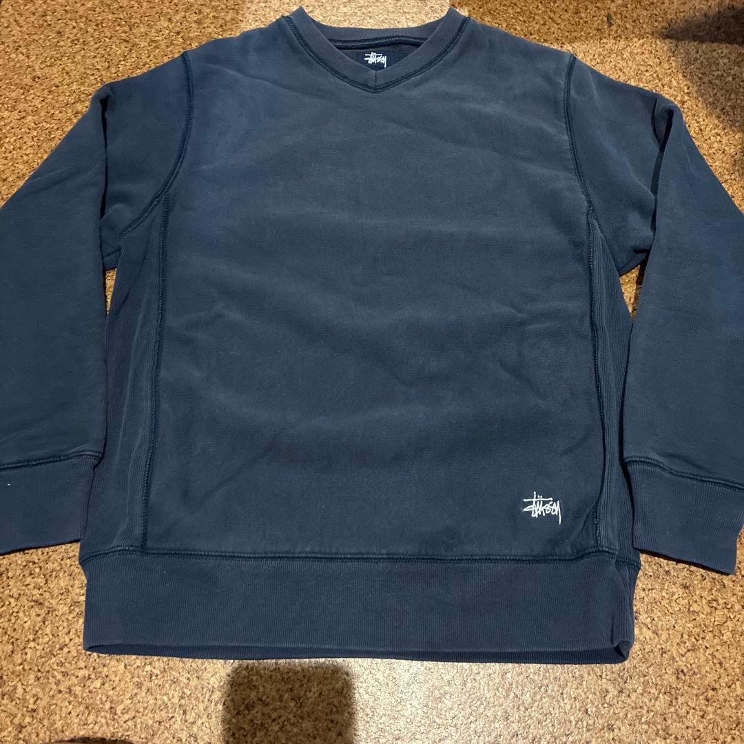 り*き様 Stussy ネイビー Vネックスウェット　90〜00年代