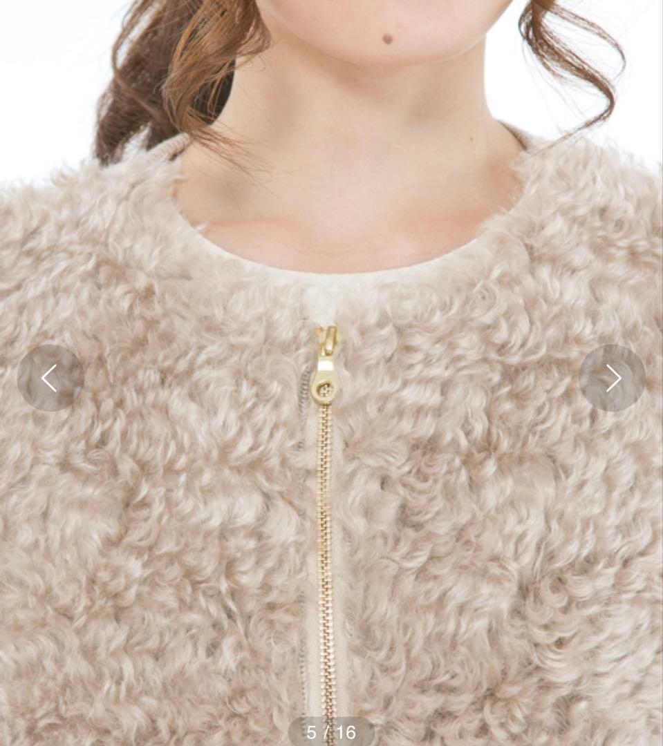 自由区 テディファー コンビ ニット カーディガン 異素材 モヘヤ　38