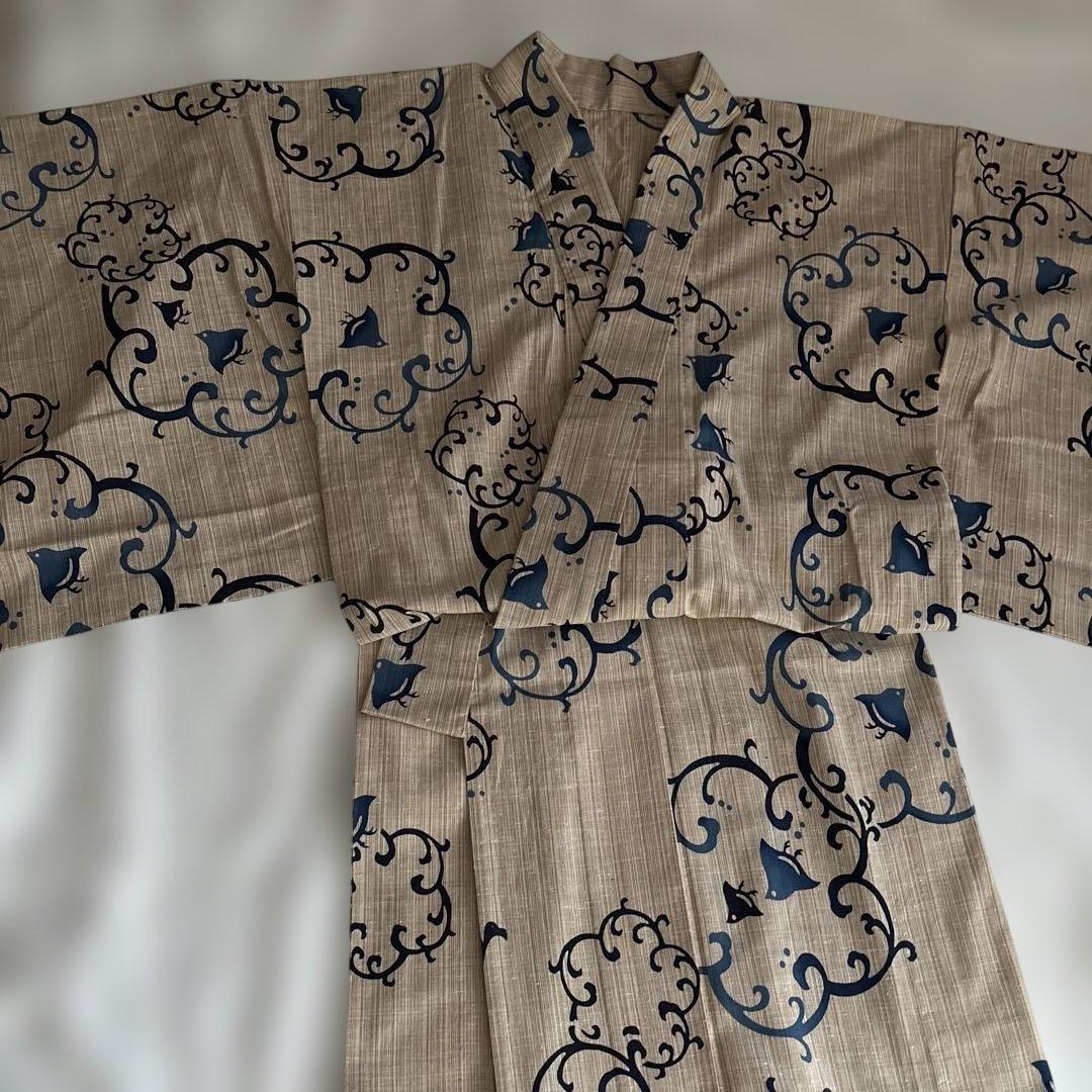 浴衣　奥州小紋　木綿　千鳥柄ゆかた（未着用）