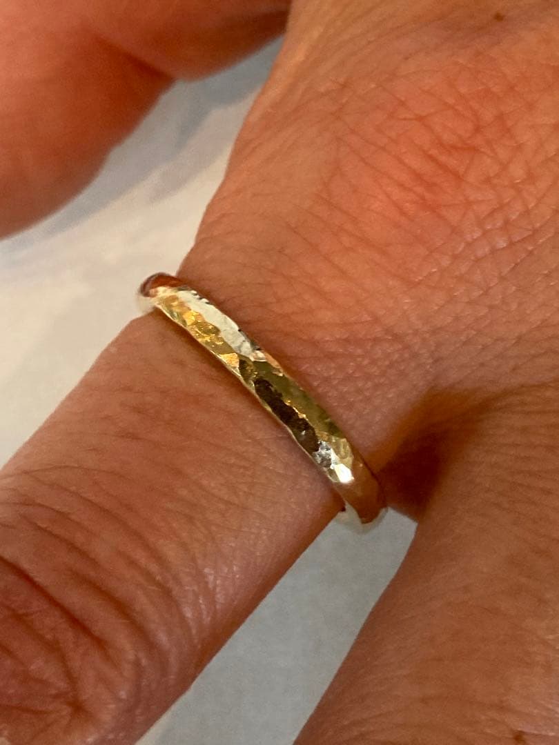 k18平甲丸槌目リング　鍛造　20号