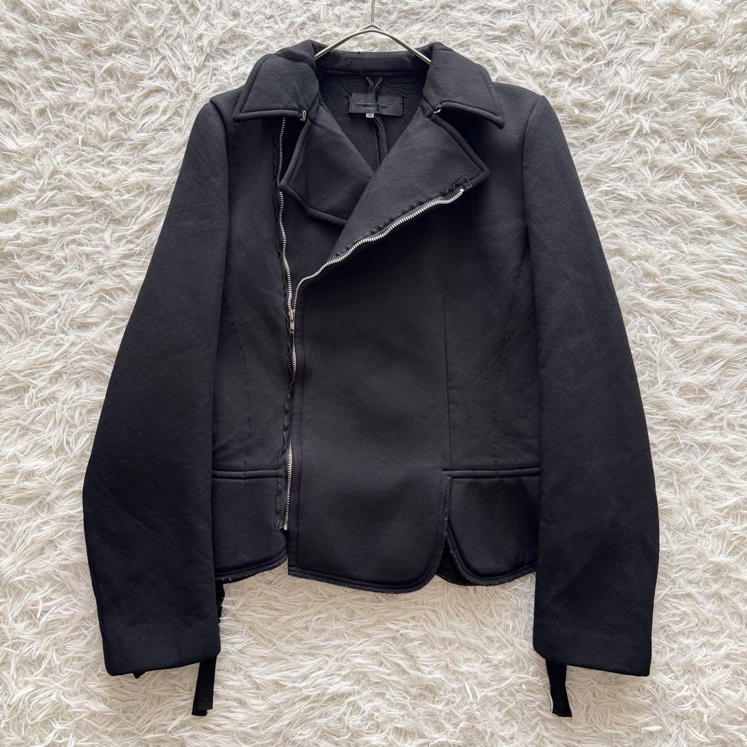 コムデギャルソン AD2004　ライダースジャケット 縮絨加工　フリル 黒　M