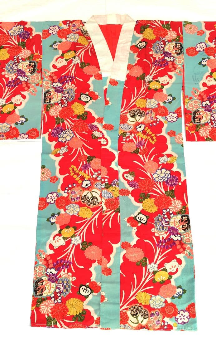 縮緬　アンティーク長襦袢　大正ロマン