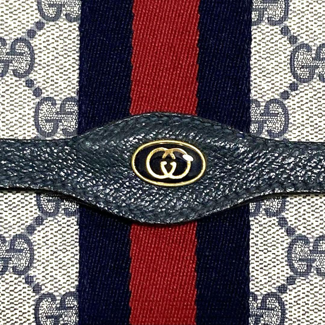 極美品 GUCCI クラッチバッグ シェリーライン インターロッキング ネイビー