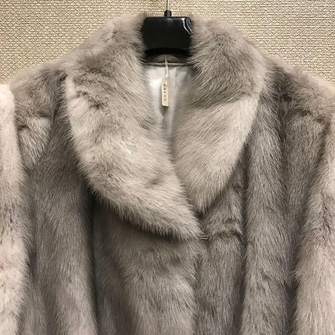 新品 未使用 ミンクコート サファイア サイズF 毛皮 名前刺繍あり