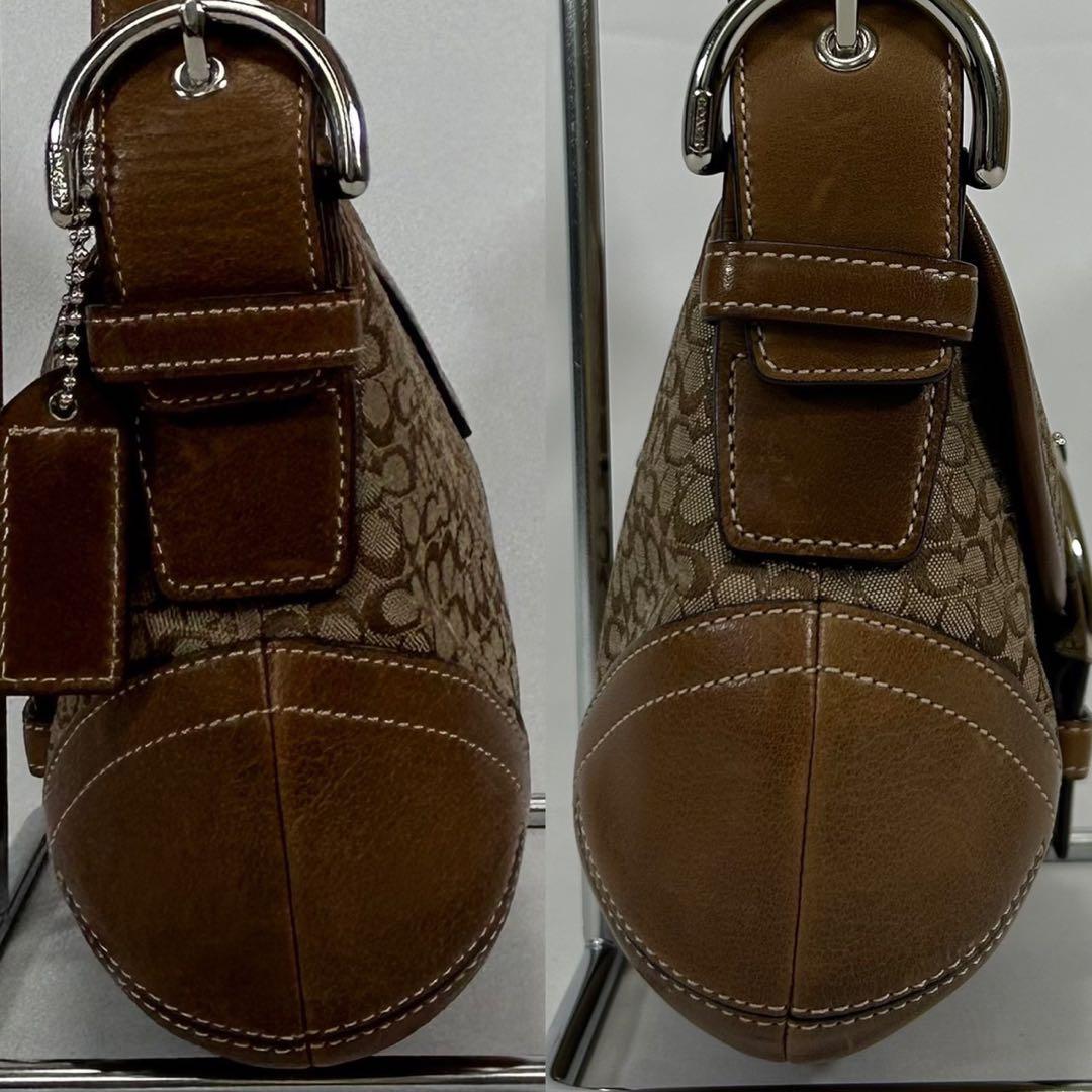 【美品/保存袋付】コーチ 6818 シグネチャー ワンハンドバッグ 肩掛け 茶