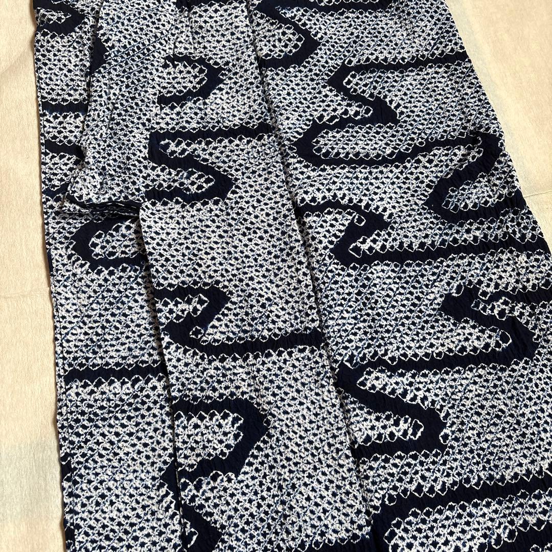 美品　有松絞り　藍染め　浴衣　木綿