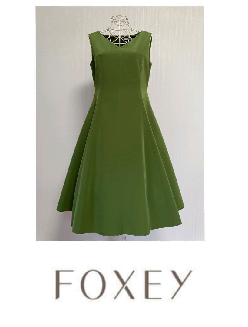 ☆フォクシーニューヨークVネックワンピースグリーンティー希少42☆