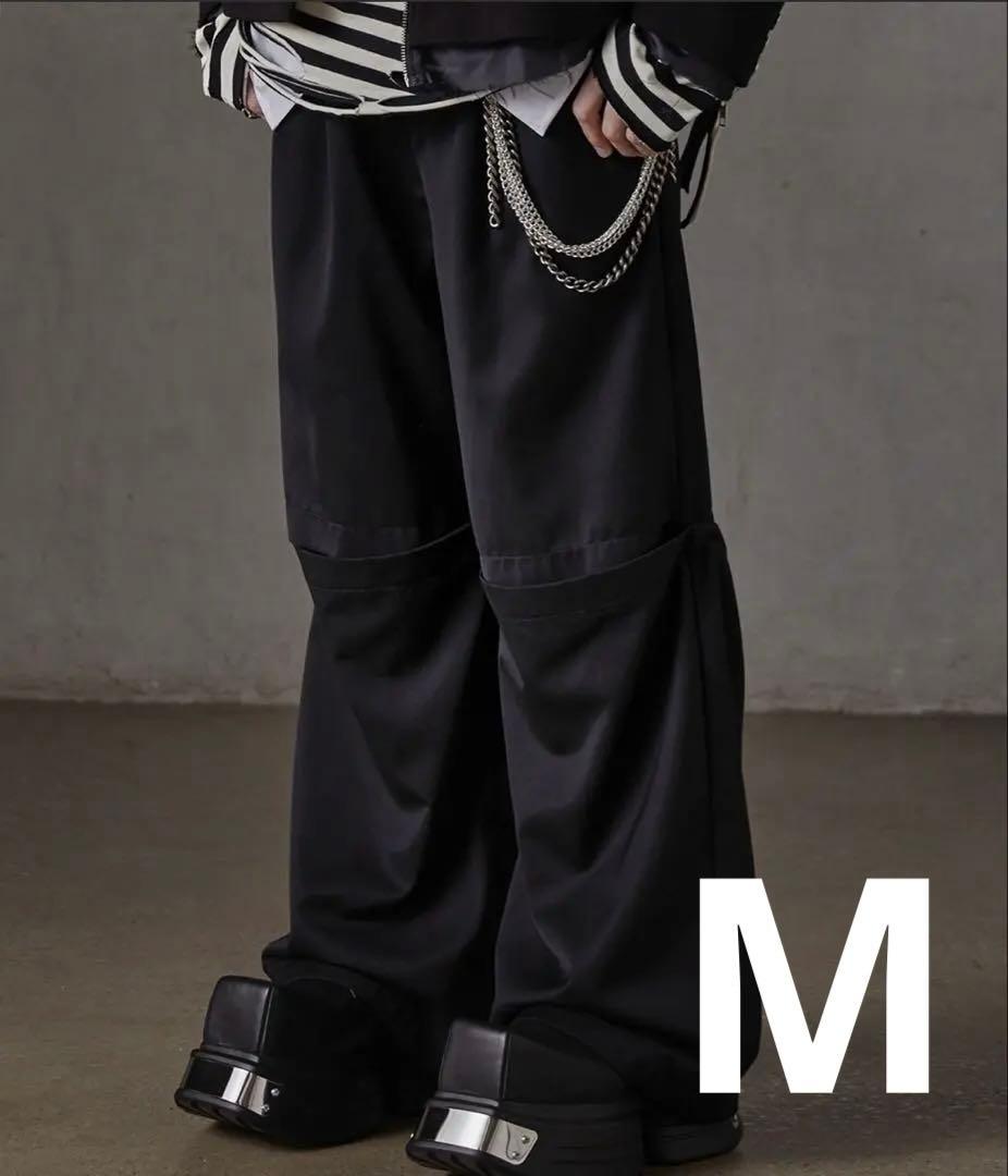 【GRANCY】チュールレイヤードデザインスラックス ブラックM