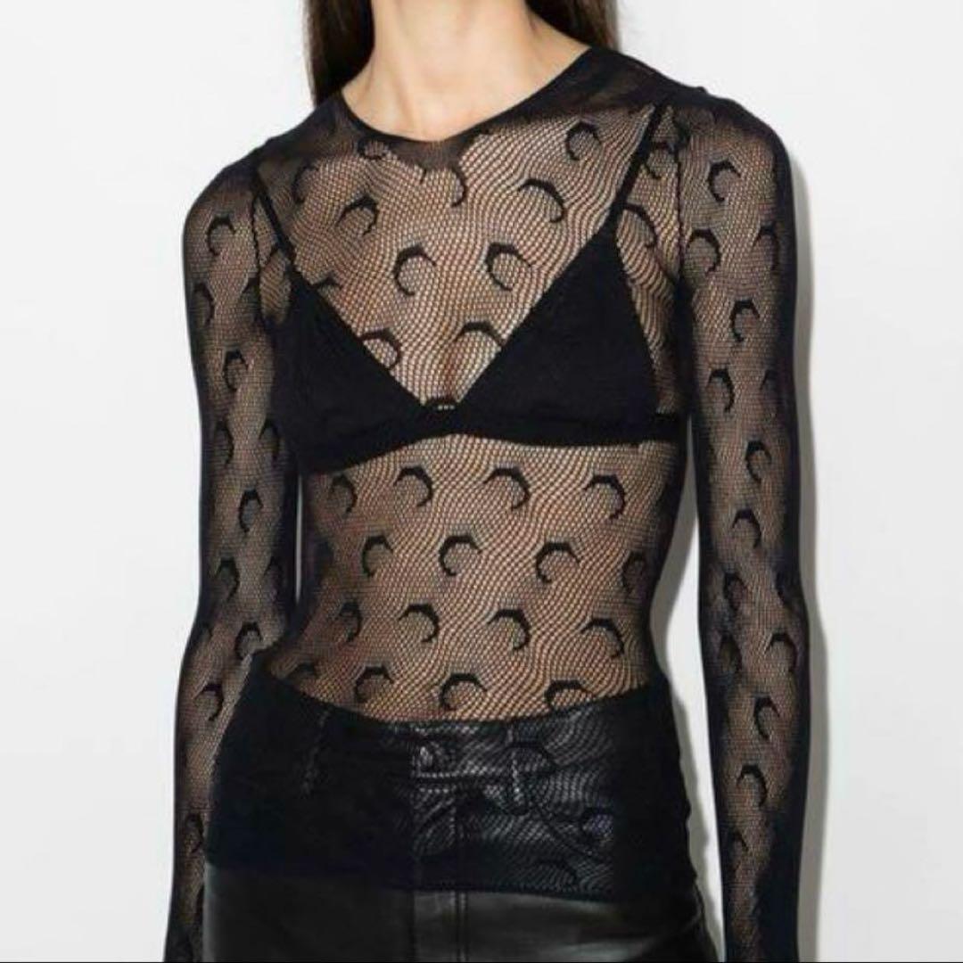 MARINE SERRE メッシュトップ 巾着付き Moon Fishnet