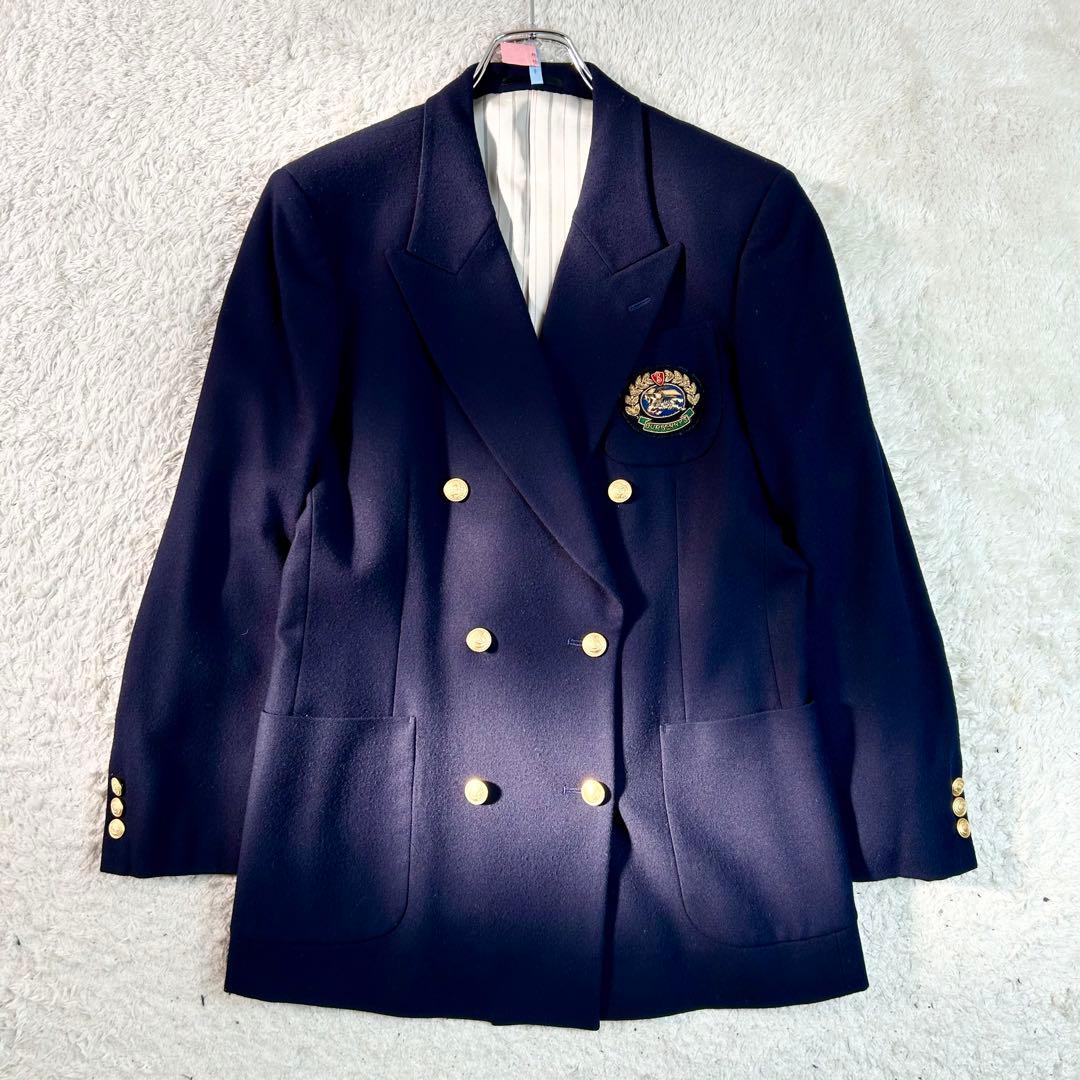 バーバリーBurberrys ジャケットダブル　金ボタン ネイビー　ワッペン　L