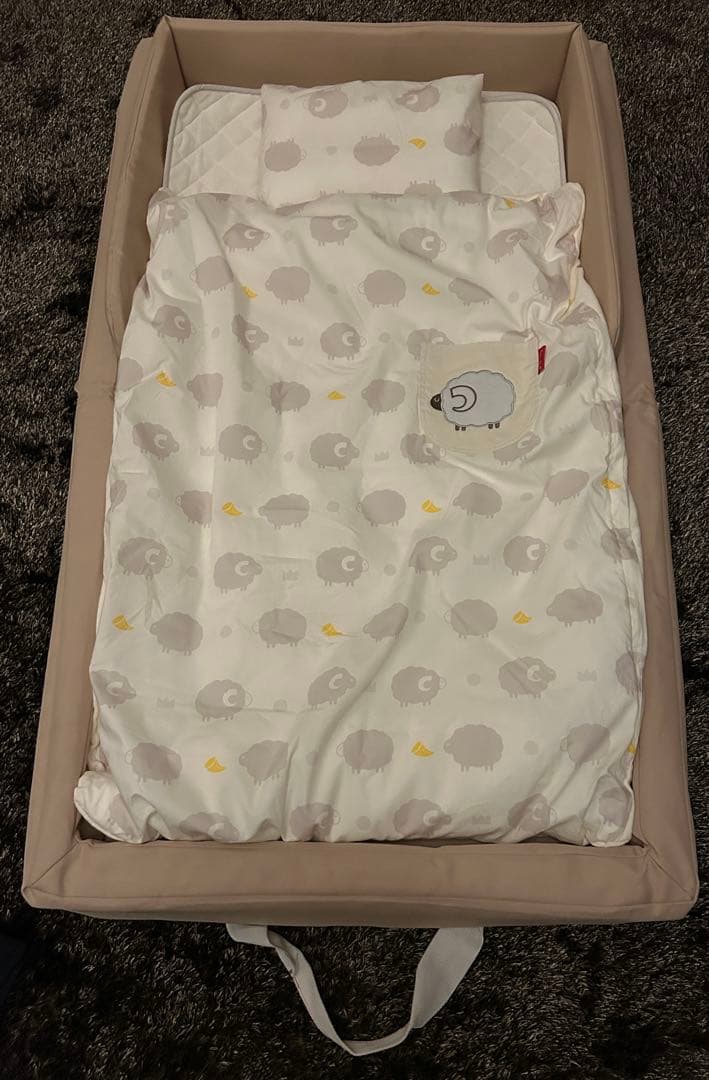 ファルスカ　コンパクトベッド　フィットLサイズ　ベージュ　＋　防水シートセット