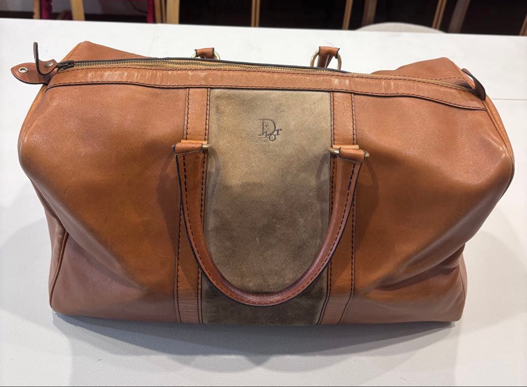 ChristianDior ディオール　ボストンバッグ　茶色　革　スエード