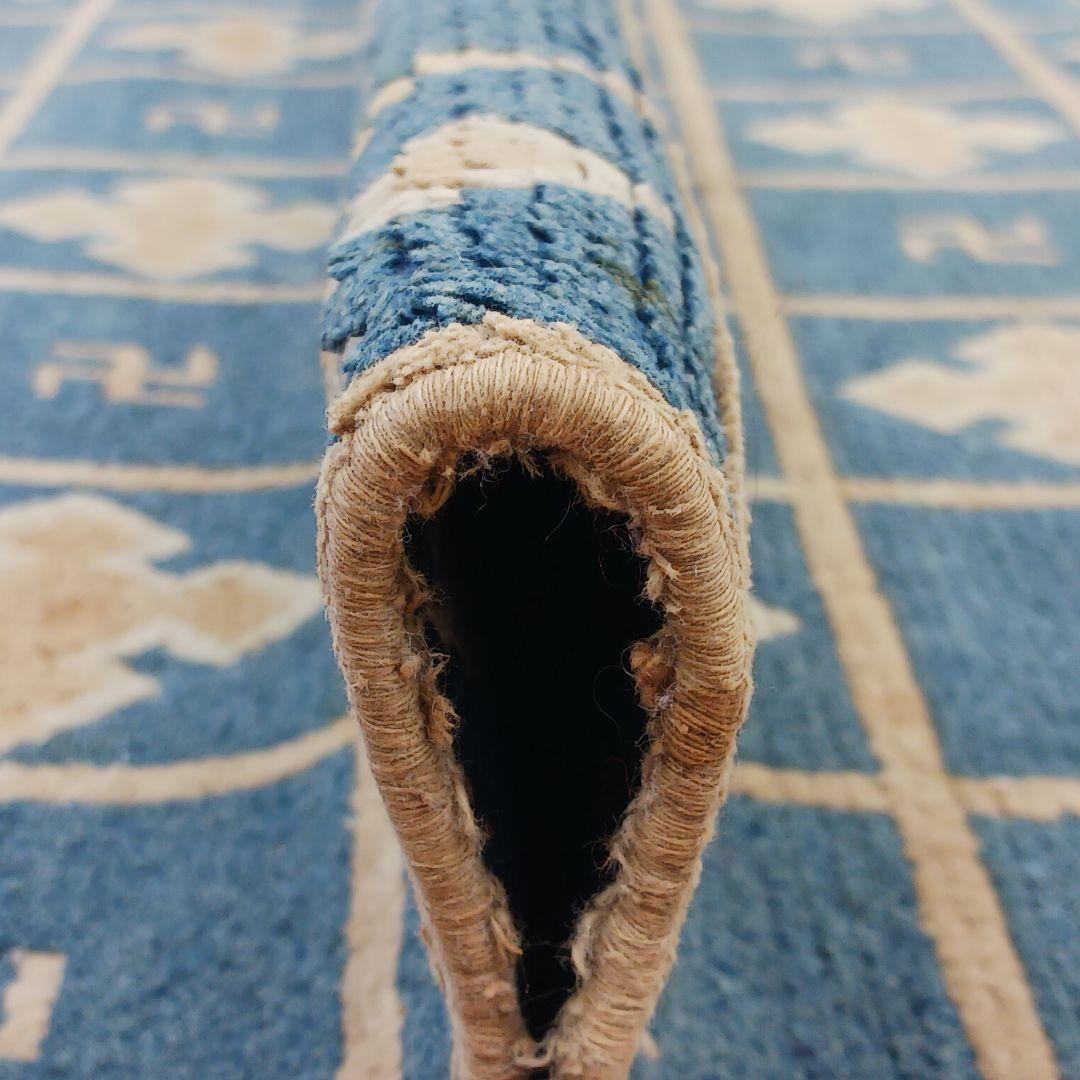 Y1128-2 幻の古緞通 赤穂緞通 卍格子文段通 絨毯 189×91㎝