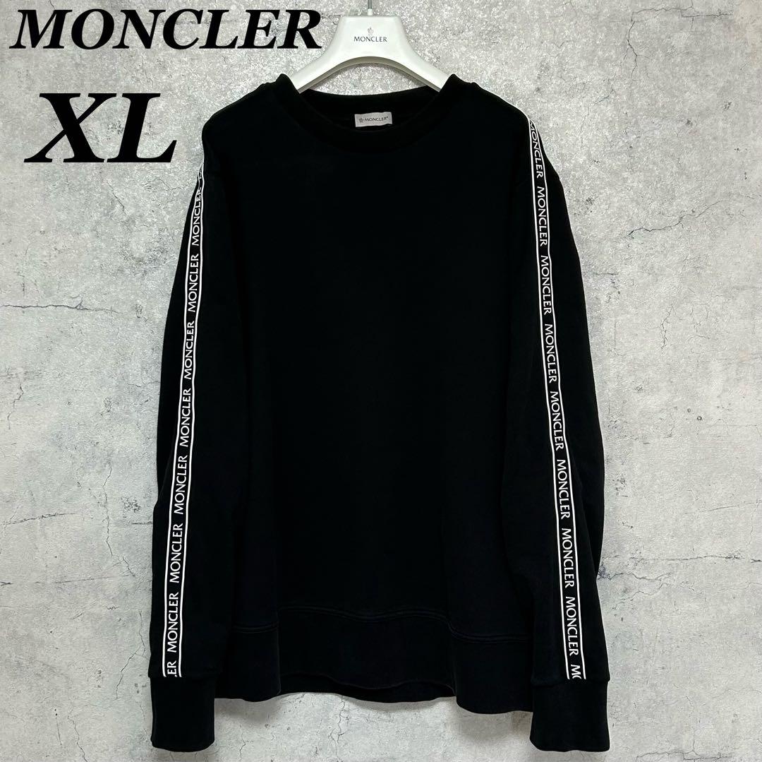 【人気】モンクレール レタリング サイドライン ロゴ トレーナー スウェット 黒
