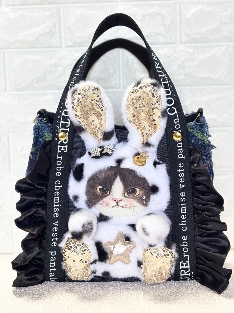 ゆ*ら様 コヤンイサムチョン　ハンドメイド　デニムトートバッグ　ジョーズくん