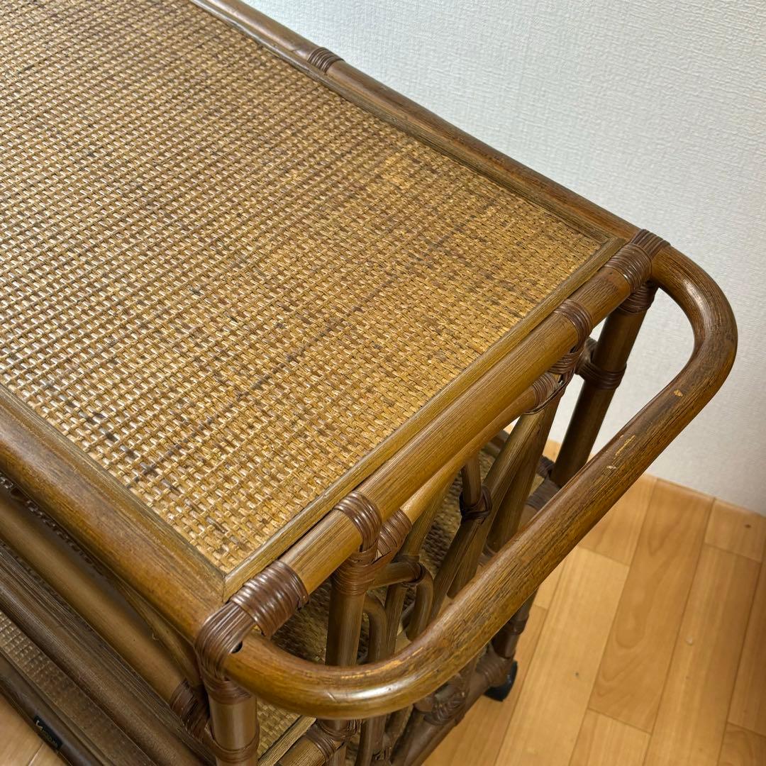 ラタン　引き出し付きワゴン　キャスター付き KOIZUMI キッチンワゴン