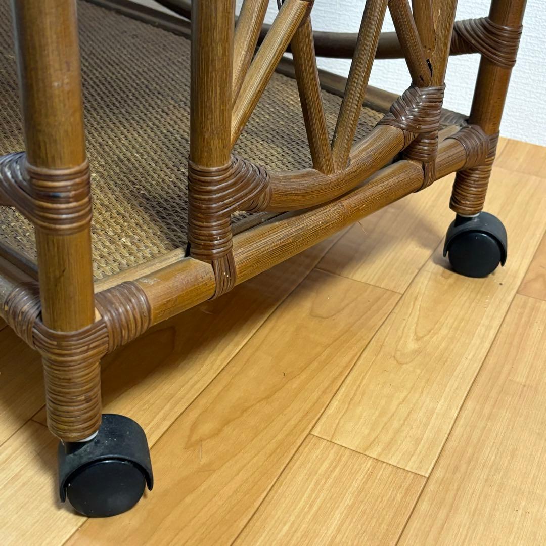 ラタン　引き出し付きワゴン　キャスター付き KOIZUMI キッチンワゴン