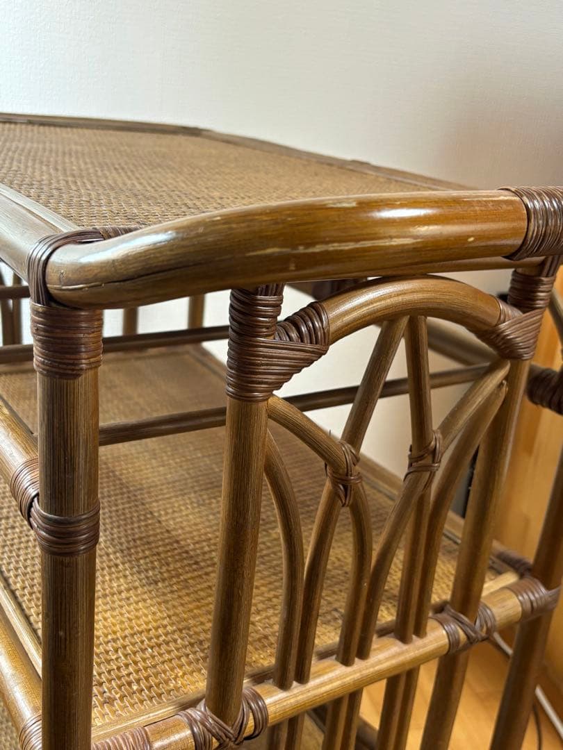 ラタン　引き出し付きワゴン　キャスター付き KOIZUMI キッチンワゴン