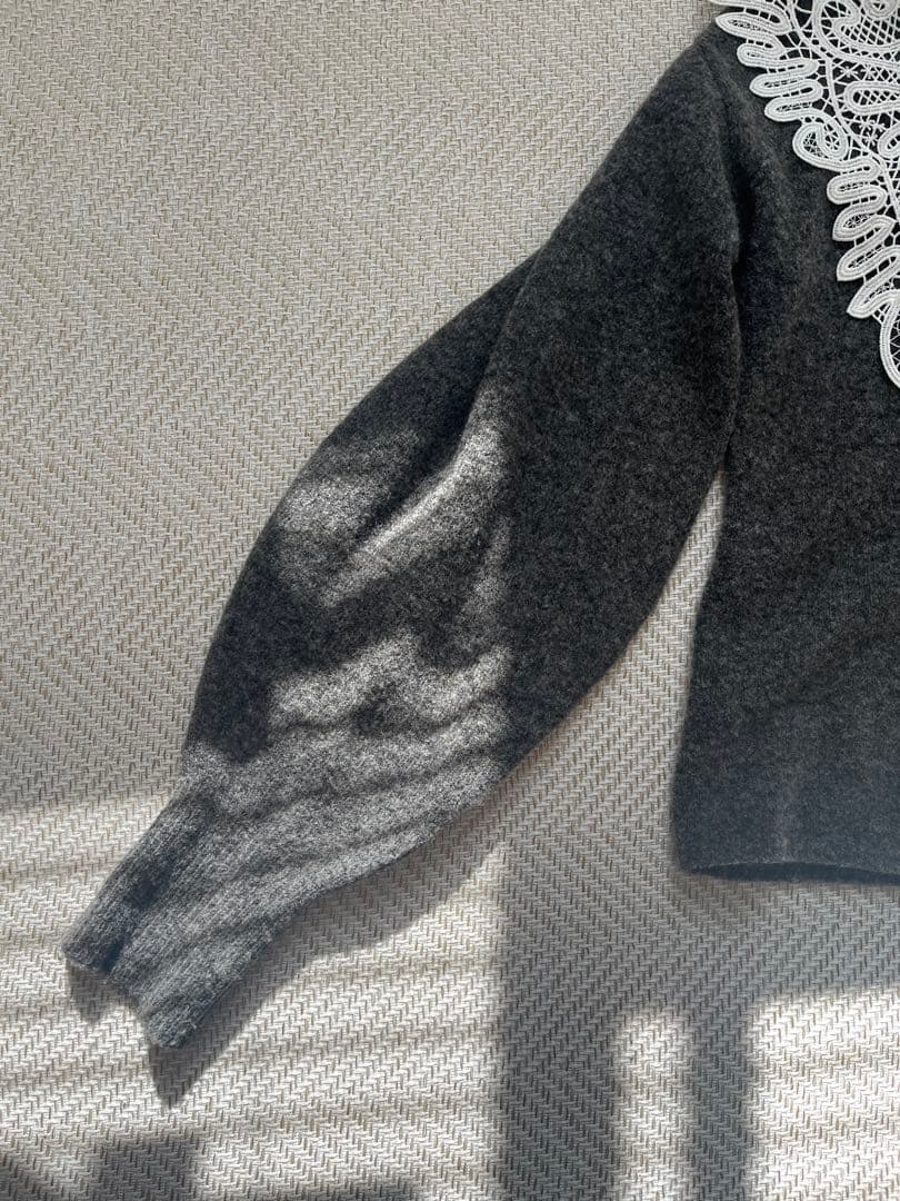 【即日配達】Acka lace collar knit cardigan