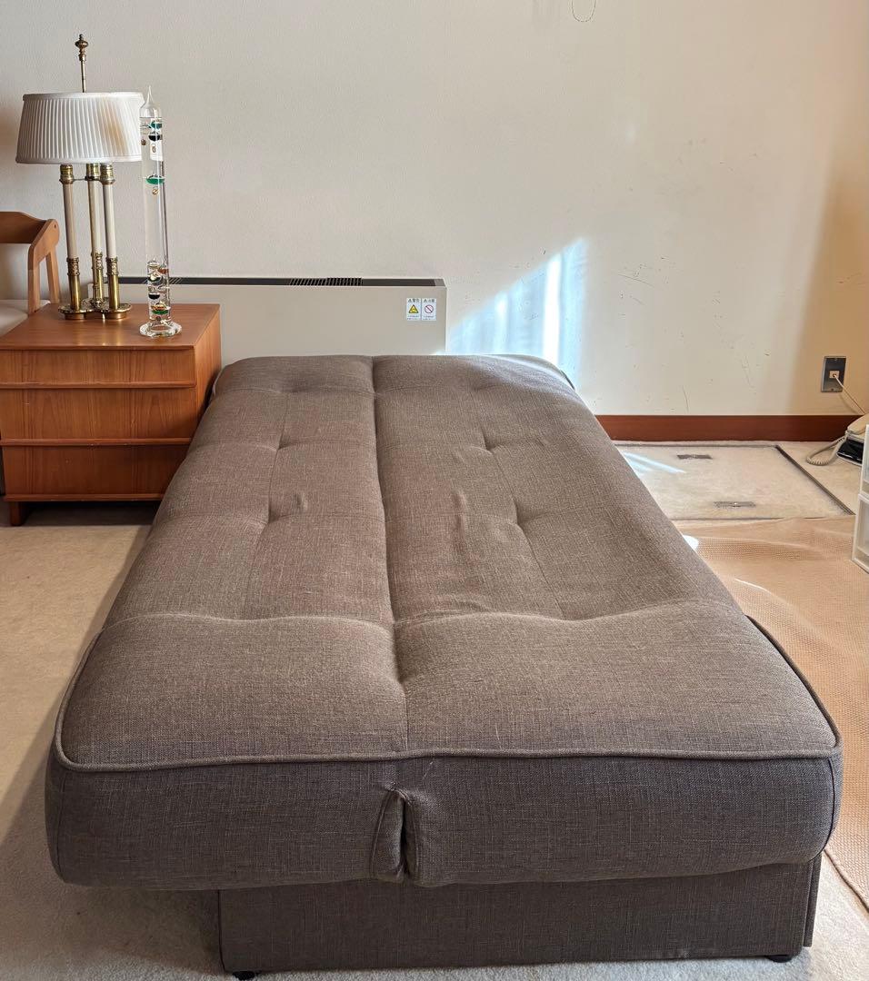 期間限定！美品！ニトリ　190cm幅ゆったりソファベッド 引き出し収納付き