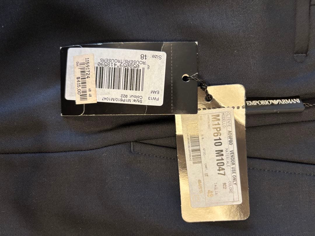 タグ付き極美品エンポリオアルマーニパンツ サイズ48ネイビー系未使用品イタリー製