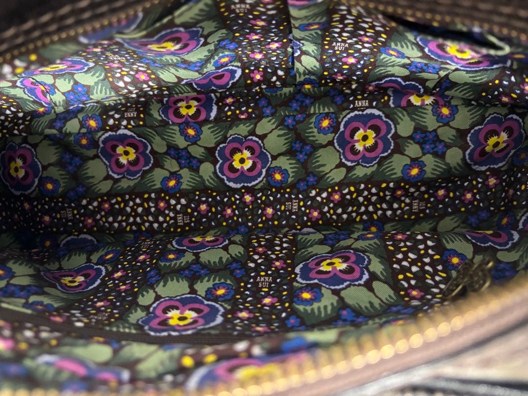 ANNA SUI レザー ハンドバッグ ダークブラウン　アナスイ