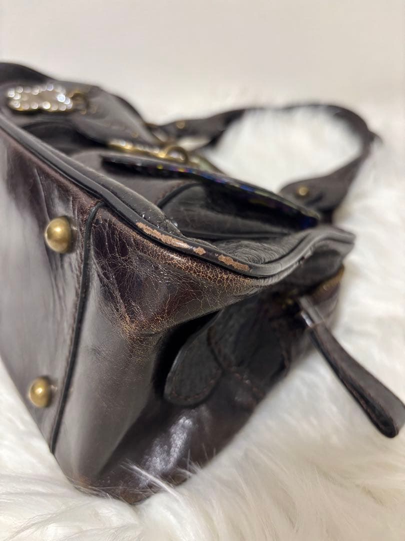 ANNA SUI レザー ハンドバッグ ダークブラウン　アナスイ