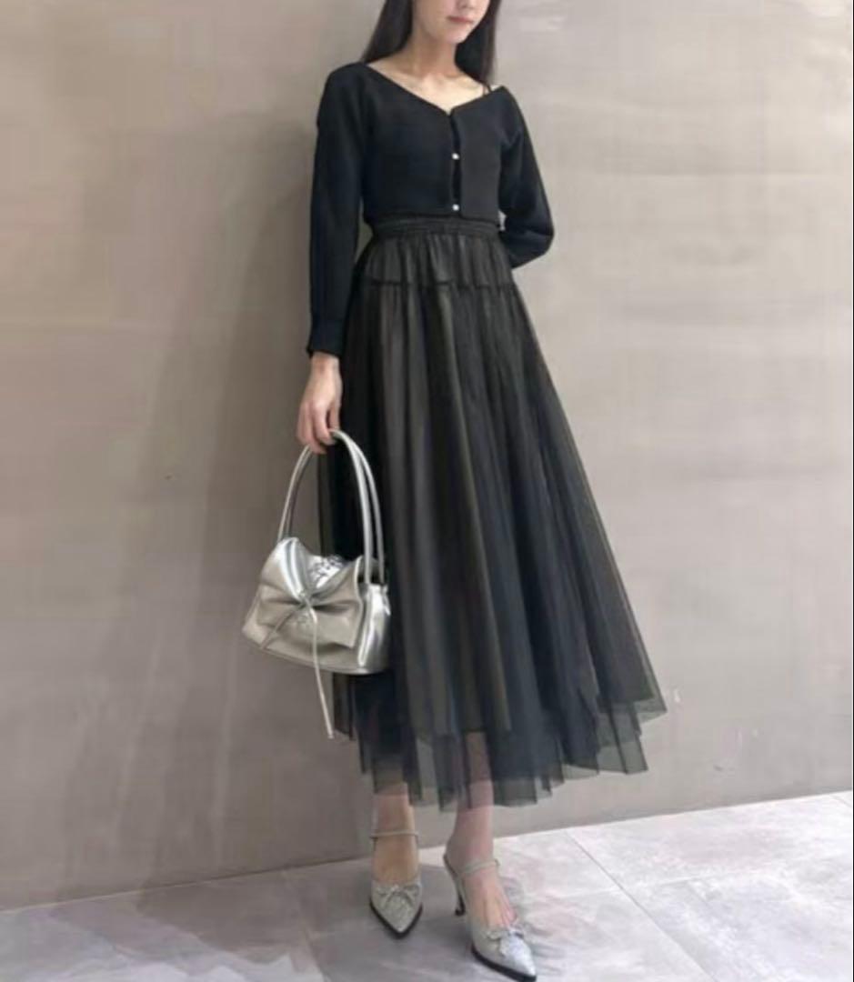 本日のみ！【LILY BROWN】ボレロカーデセットチュールワンピース　ブラック