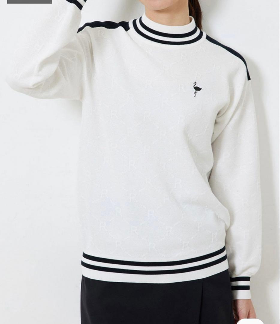 新品タグ付き　JUN&ROPE 配色ニットプルオーバー　白　Ｌ　ゴルフ