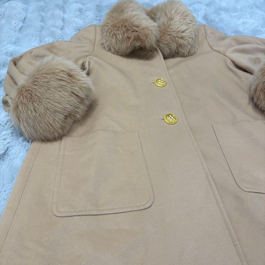 美品♡FOXEY ロングコート 2way フォックスファー キャメルベージュ F
