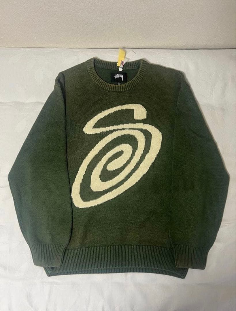 Stussy スワールロゴ Sロゴ ニットセーター Lサイズ