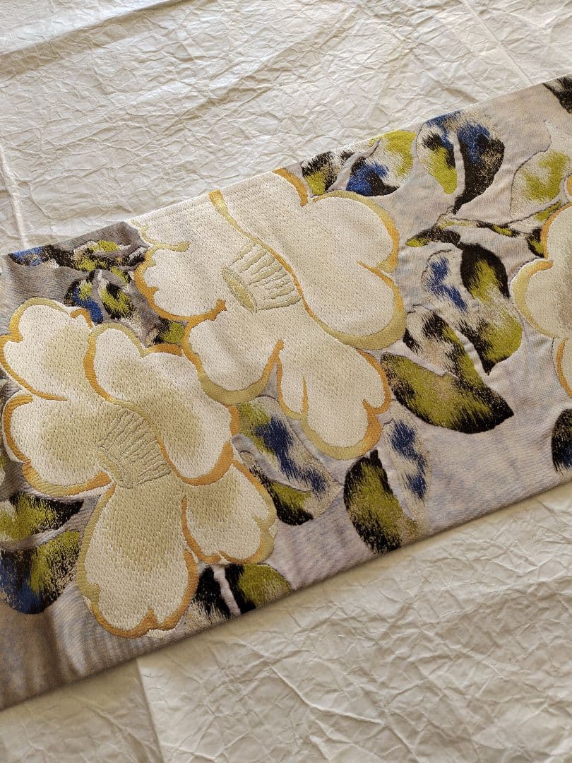 UniUni値下げ　織匠　万勝　琳派椿葉樹文　春繭　袋帯